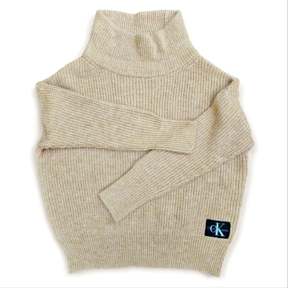 Calvin Klein Cozy Tan Knit Cowl Neck Oversized Sweater, Size M
